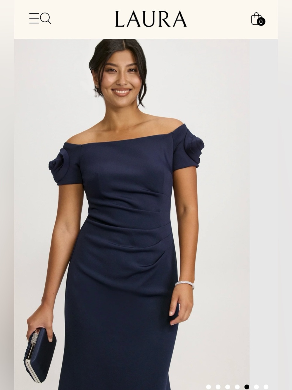 NWT Laura Off Shoulder Navy Evening Gown